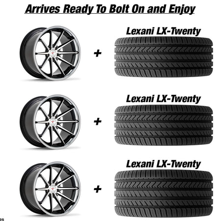 Polaris Slingshot Ferrada FR4 Machine Black wChrome Lip Wheel and Tire Package