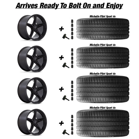 Foose CF8 Matte Black Corvette C8 Michelin Pilot Sport 4s Wheel and Tire Package