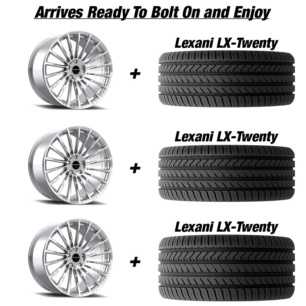 Polaris Slingshot Koko Kuture Urfa Gloss Silver Wheel and Tire Package