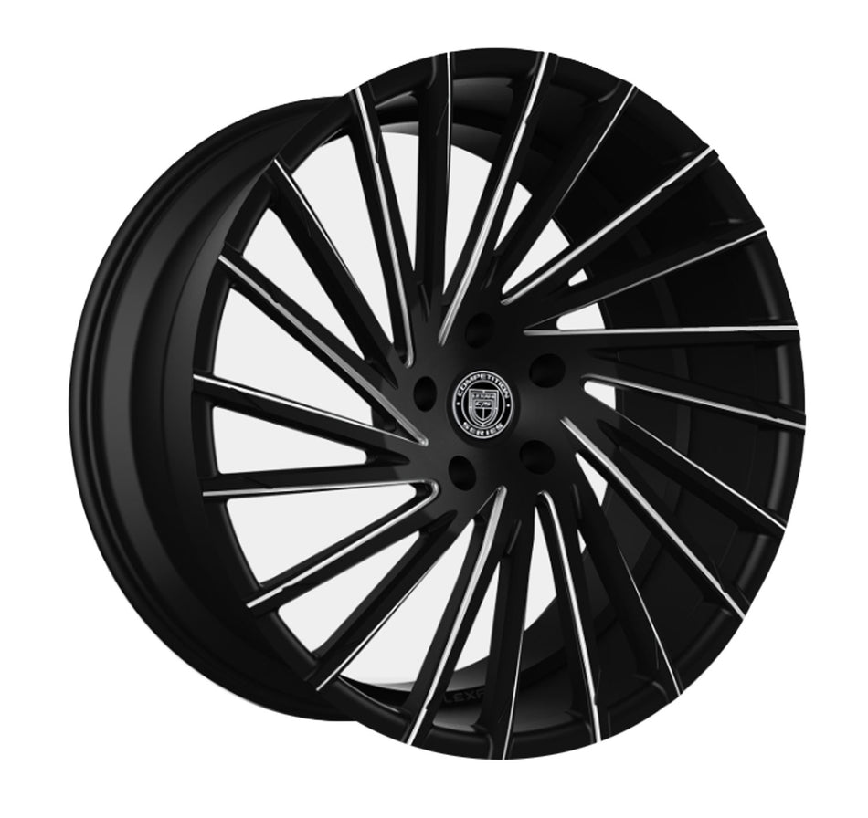 Lexani Wraith Tesla Model 3 20" Front and Rear Wheel and Tire Package - Black w/ Machined Grooves
