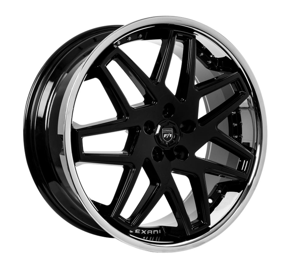 Lexani Nova Tesla Model 3 20" Front and Rear Wheel and Tire Package - Black w/SS Lip