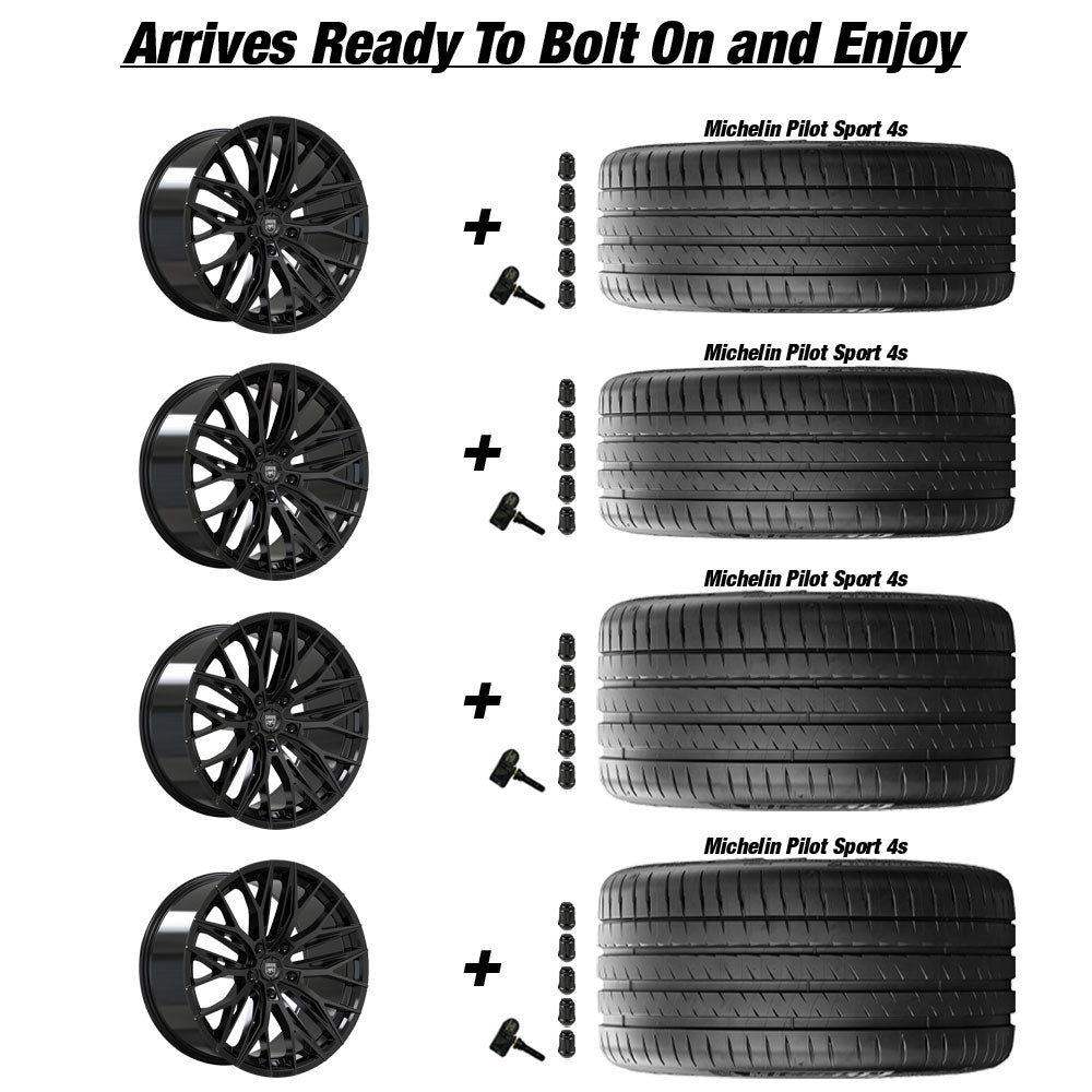 Lexani Aries Gloss Black Corvette C8 Michelin Pilot Sport 4s Wheel and Tire Package