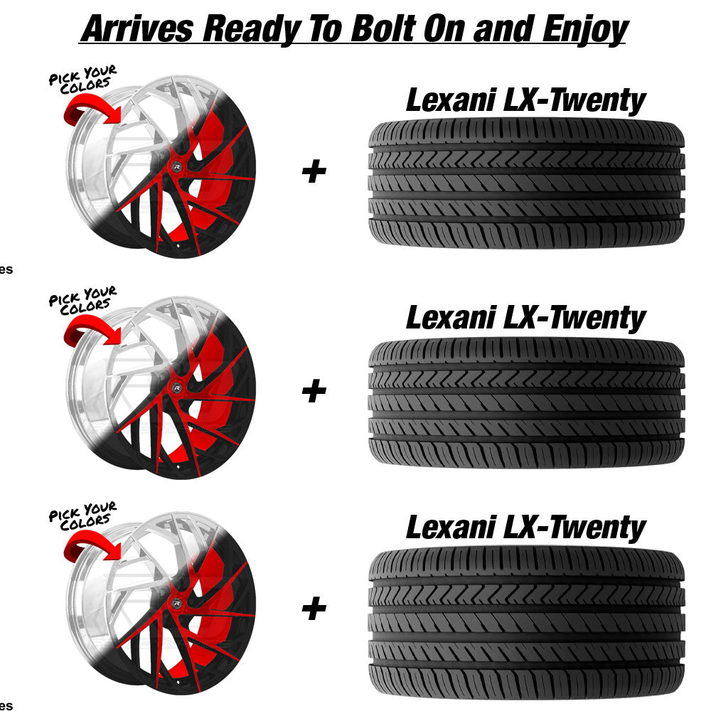 Polaris Slingshot Lexani Renzo Mugello Custom Finish Wheel and Tire Package