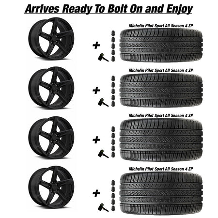 MRR F23 Gloss Black Corvette C8 Michelin Pilot Sport 4 All Season ZP Wheel and Tire Package