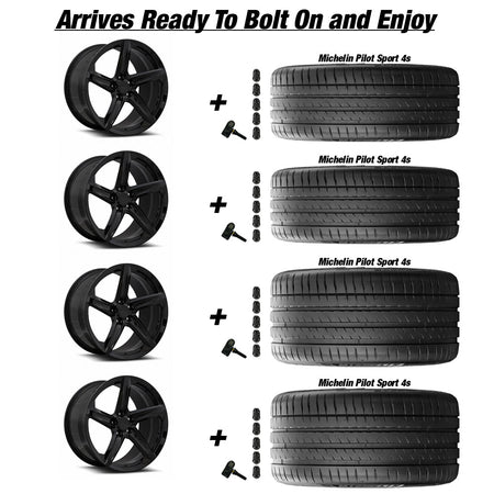 MRR F23 Gloss Black Corvette C8 Michelin Pilot Sport 4s Wheel and Tire Package
