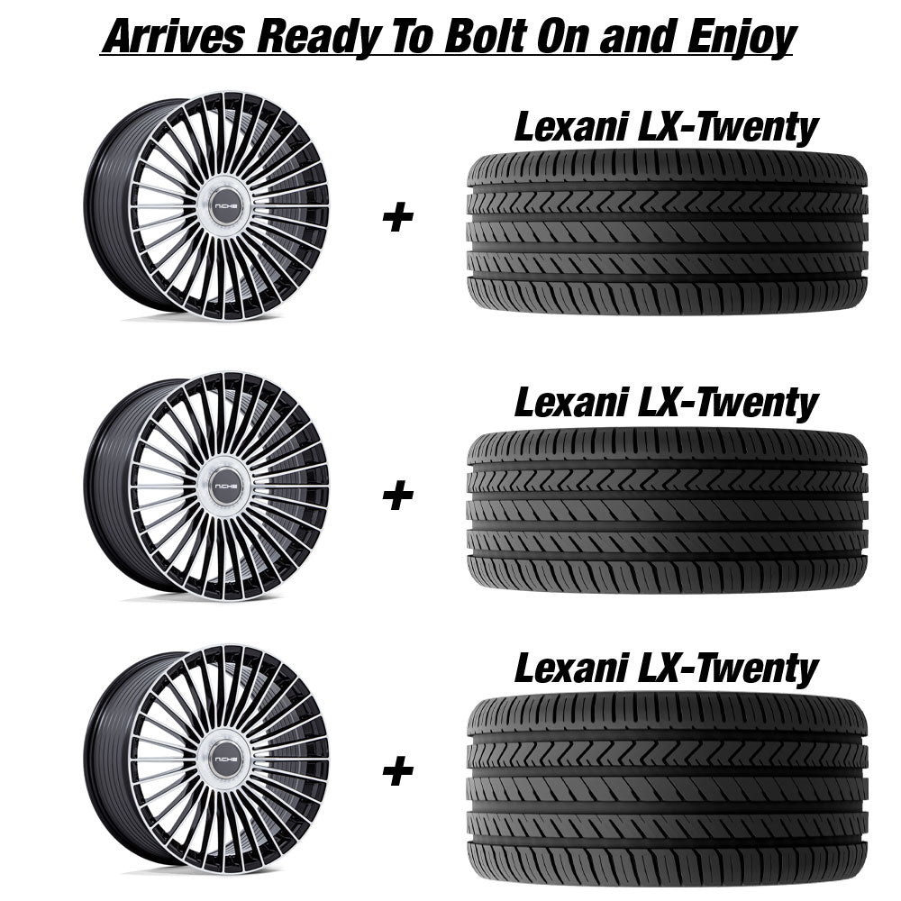 Polaris Slingshot Niche Serene Gloss Black wMachined Face Wheel and Tire Package