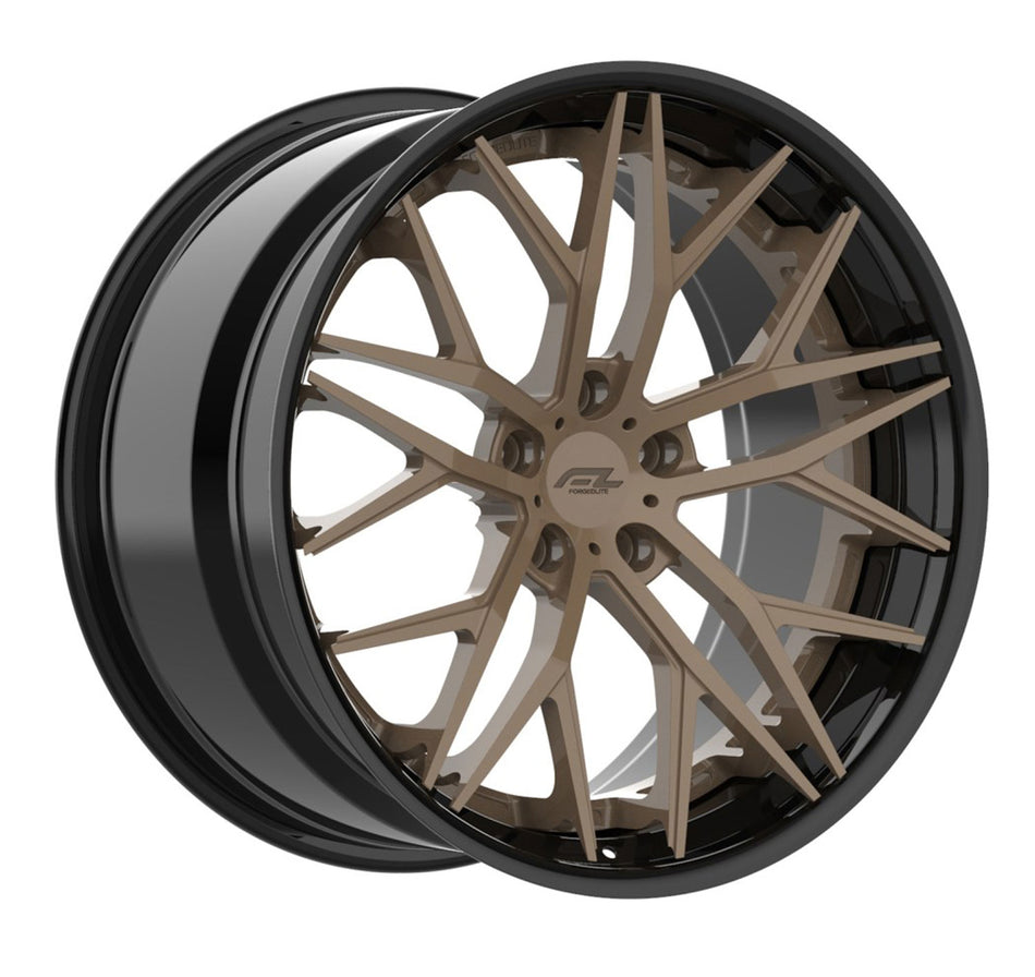 Forgedlite RS10 3pc C8 Corvette 20x9" Front 21x12" Rear Wheel and Tire Package - Bronze w/ Gloss Black Lip