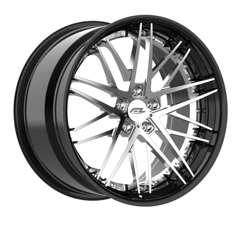 Forgedlite RS7 3pc C8 Corvette 20x9" Front 21x12" Rear Wheel and Tire Package - Chrome w/ Black Lip
