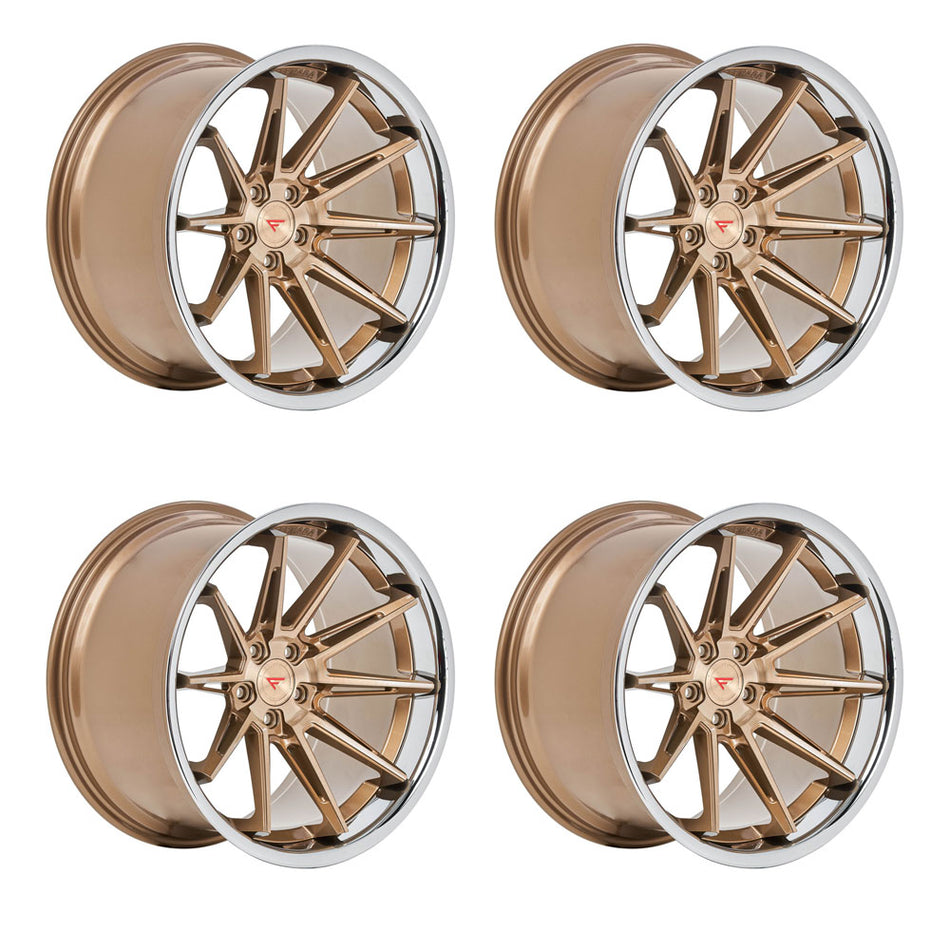 Ferrada CM2 Tesla Model 3 20" Front and Rear Wheel and Tire Package - Brushed Cobre