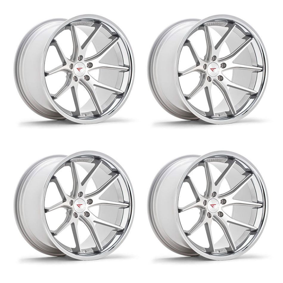 Ferrada FR2 Tesla Model 3 20" Front and Rear Wheel and Tire Package - Machine Silver