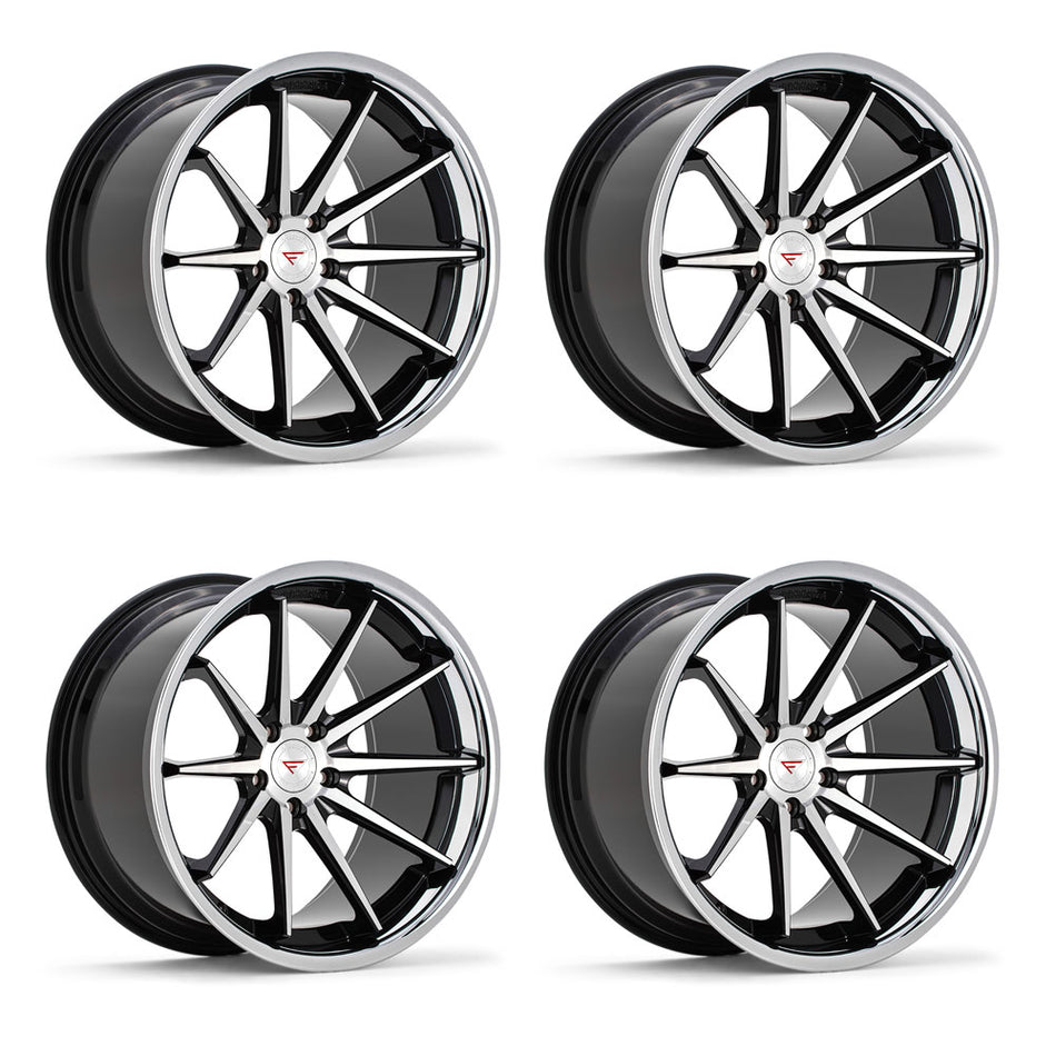 Ferrada FR4 Tesla Model 3 20" Front and Rear Wheel and Tire Package - Black w/ Machined Face