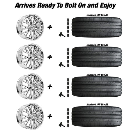 Tesla Model 3 Lexani Aries Chrome 20in wheel and Hankook iON Evo AS tire package
