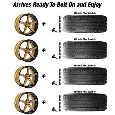 Tesla Model 3 Lexani Savage Bronze wBlack Lip 20in wheel and Michelin Pilot Sport 4s tire package