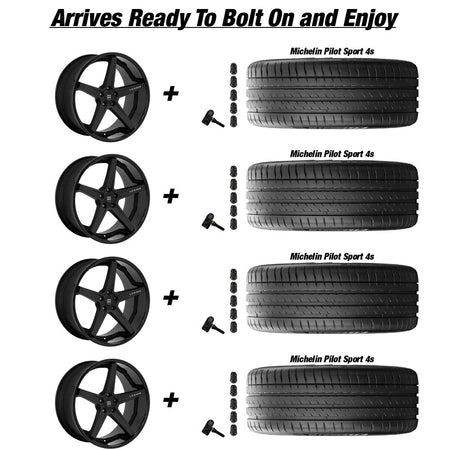 Tesla Model 3 Lexani Savage Flat Black 20in wheel and Michelin Pilot Sport 4s tire package
