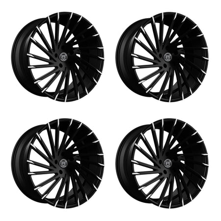 Tesla Model 3 Lexani Wraith Gloss Black wMachined Tips 20in wheel package