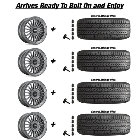 Tesla Model 3 Rotiform BUC-M Matte Anthracite 19 wheel and General Altimax RT45 tire package