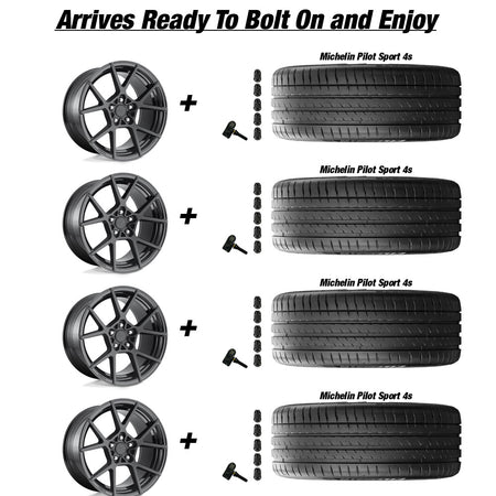 Tesla Model 3 Rotiform KPS Matte Black 19 wheel and Michelin Pilot Sport All Season 4 tire package