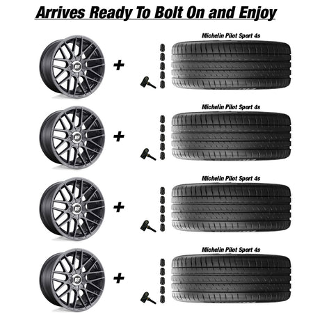 Tesla Model 3 Rotiform RSE Matte Anthracite 19 wheel and Michelin Pilot Sport All Season 4 tire package