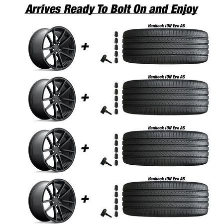 Tesla Model 3 Rotiform SPF Matte Black 19 wheel and Hankook iON Evo AS tire package