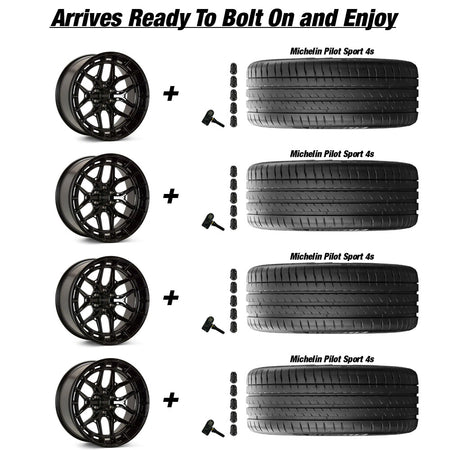 Tesla Model 3 Vossen HFX-1 Gloss Black 20in wheel and Michelin Pilot Sport 4s tire package