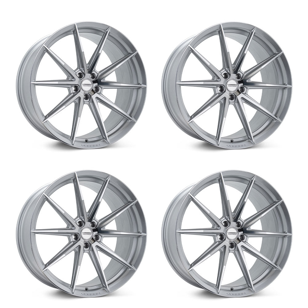 Tesla Model 3 Vossen HFX-2 Silver Polished 20in wheel package
