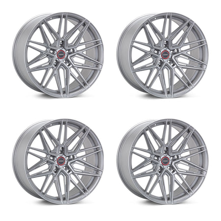 Vossen HF-7 Silver wPolished Face Corvette C8 Michelin Pilot Sport 4 All Season ZP Wheel and Tire Package