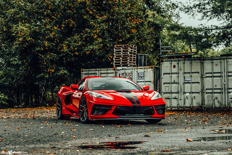 Red C8 Corvette with Avant Garde M580R wheels