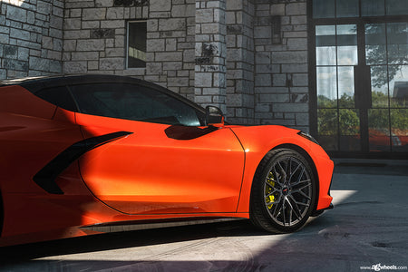 Sebring orange C8 Corvette with Avant Garde Wheels