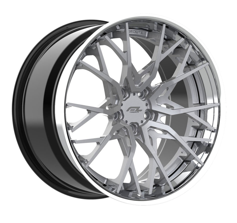 Forgedlite RS20 3pc C8 Corvette 20x9" Front 21x12" Rear Wheel and Tire Package - Silver w/ Chrome Lip