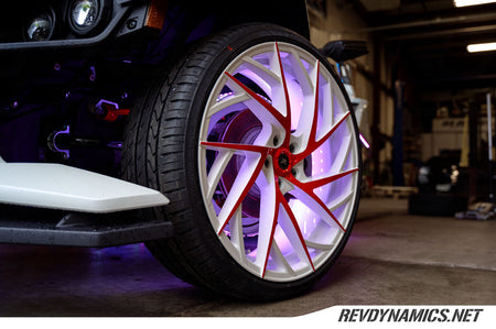 Polaris Slingshot with Custom Two Tone Lexani Wheels and LED Ring Lights