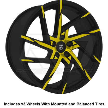 Polaris Slingshot Custom Powder Coated Wheel Daytona Yellow Black